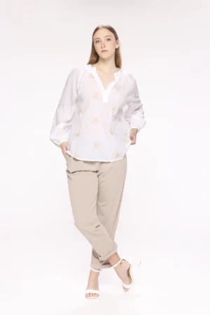 BLUSA leggera stampa fantasia con manica a sbuffo ONEWORLD HYBRID