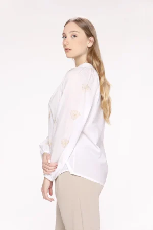 BLUSA leggera stampa fantasia con manica a sbuffo