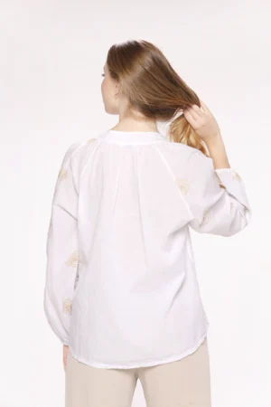 BLUSA leggera stampa fantasia con manica a sbuffo