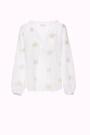 BLUSA leggera stampa fantasia con manica a sbuffo
