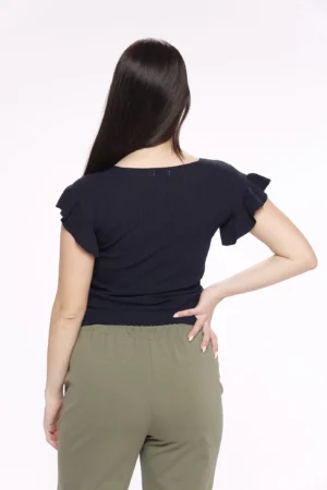 MAGLIA leggera con maniche volant e scollo a V