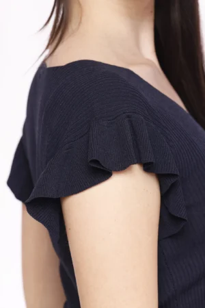 MAGLIA leggera con maniche volant e scollo a V