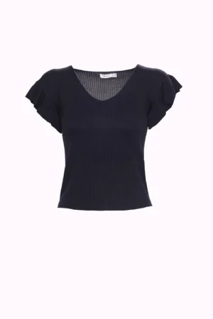 MAGLIA leggera con maniche volant e scollo a V