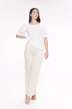 PANTALONE leggero a righe con elastico di chiusura ONEWORLD HYBRID