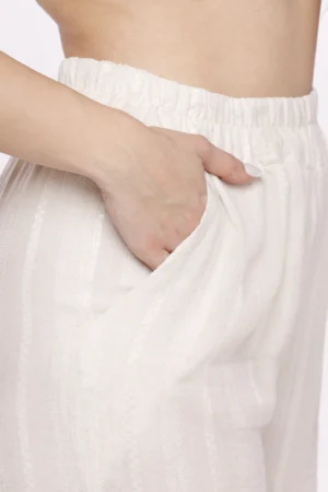 PANTALONE leggero a righe con elastico di chiusura
