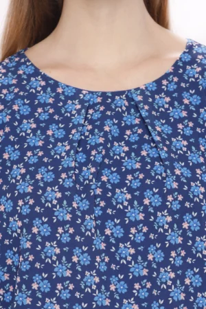 BLUSA a girocollo con fantasia di fiori ed elastico sui bordi