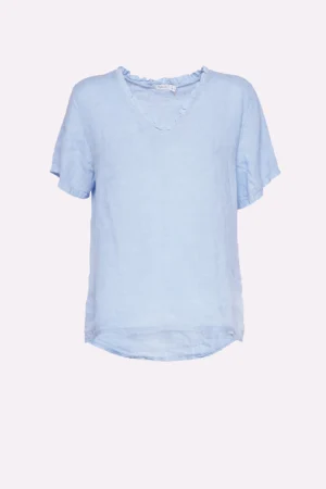 BLUSA fresca con scollo a V arricciato e manica corta