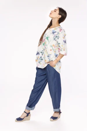 BLUSA girocollo con manica a tre quarti e fondo arrotondato ONEWORLD HYBRID