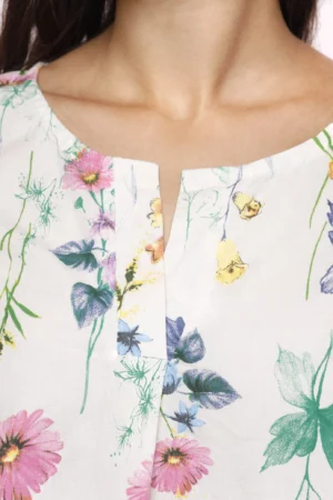 BLUSA girocollo con manica a tre quarti e fondo arrotondato