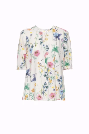 BLUSA girocollo con manica a tre quarti e fondo arrotondato