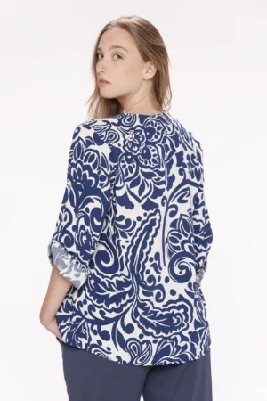 BLUSA fantasia paisley con scollo a V e manica a tre quarti