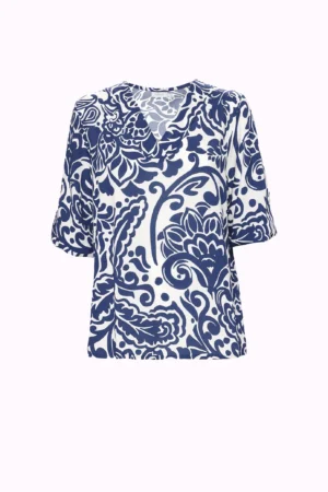 BLUSA fantasia paisley con scollo a V e manica a tre quarti