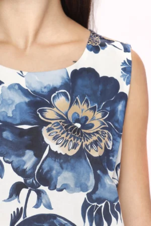 BLUSA smanicato a fiori a fantasia di fiori e scollo a barchetta