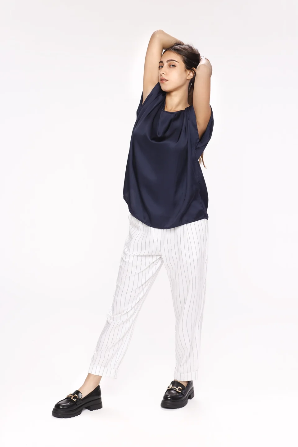 PANTALONE rigato con tasche e risvolti alle caviglie ONEWORLD HYBRID