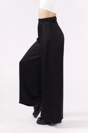 PANTALONE fresco a gamba larga con passanti alla cintura ed elastico di chiusura in vita