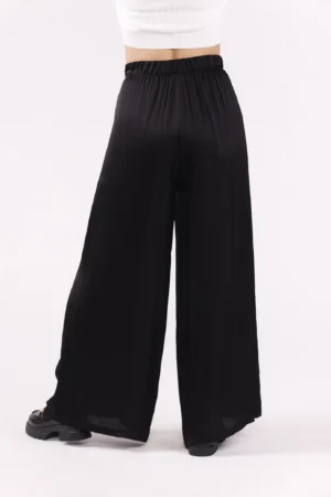 PANTALONE fresco a gamba larga con passanti alla cintura ed elastico di chiusura in vita
