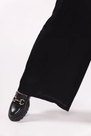 PANTALONE fresco a gamba larga con passanti alla cintura ed elastico di chiusura in vita