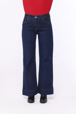 PANTALONE a zampa larga con bordo alto e tasche laterali