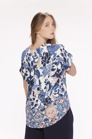BLUSA fresca con scollo a V e piega verticale sul davanti