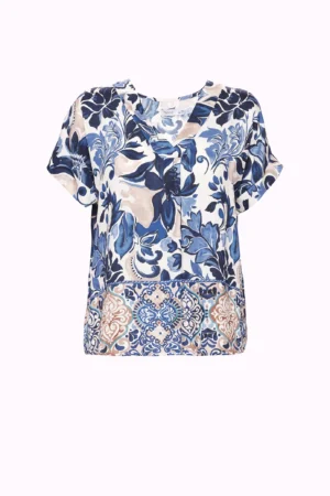 BLUSA fresca con scollo a V e piega verticale sul davanti