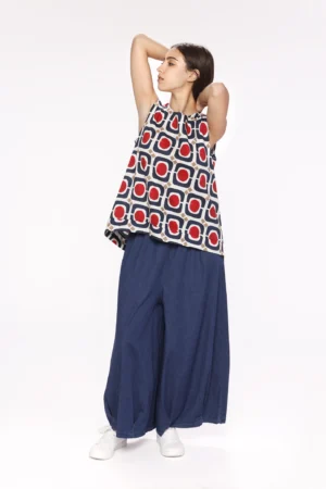 BLUSA smanicata a fantasia geometrica con orlo alto ONEWORLD HYBRID