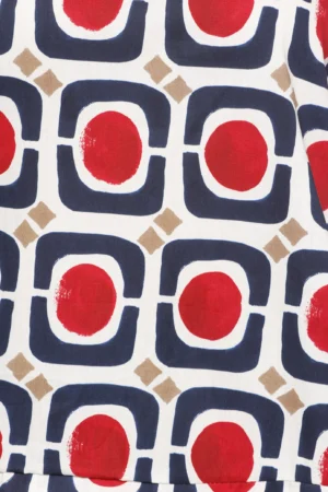 BLUSA smanicata a fantasia geometrica con orlo alto