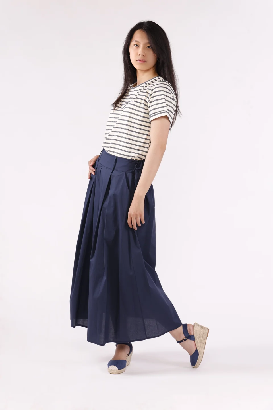GONNA ampia volant di tendenza con orlo vita alto e passaggi alla cintura ONEWORLD HYBRID