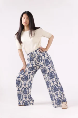PANTALONE pantalone wide leg a fantasia floreale con chiusura a elastico ONEWORLD HYBRID