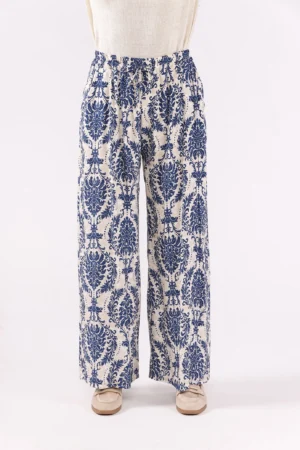 PANTALONE pantalone wide leg a fantasia floreale con chiusura a elastico