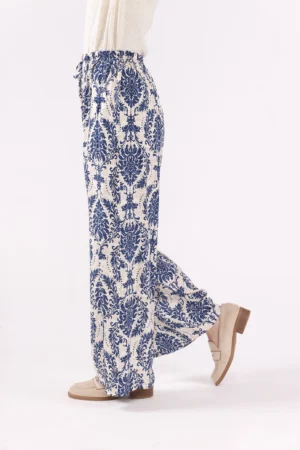 PANTALONE pantalone wide leg a fantasia floreale con chiusura a elastico