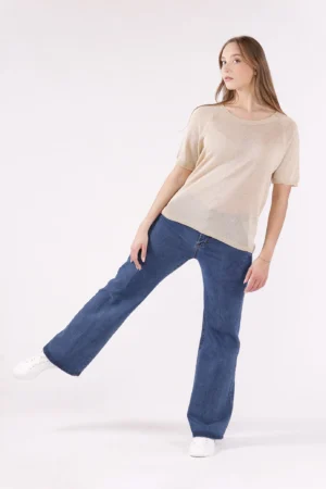 BLUSA sere d'estate con scollo a barchetta e manica corta ONEWORLD HYBRID