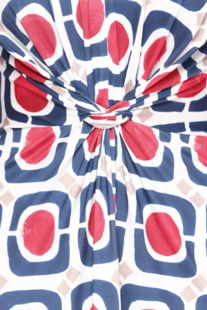 ABITO lungo a fantasia geometrica con ampio scollo a V e maniche a kimono