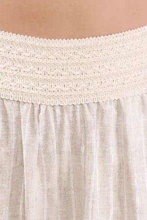 PANTALONE a palazzo a righe con elastico esterno alla vita e particolare nastro ad altezza caviglie