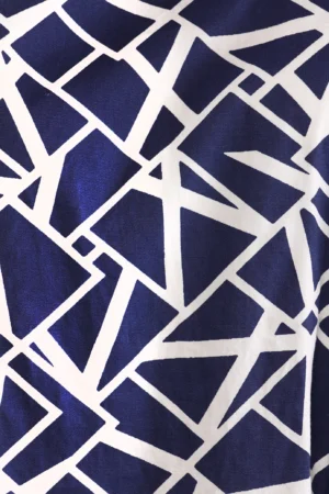 ABITO lungo a fantasia geometrica smanicato con gonna stratificata