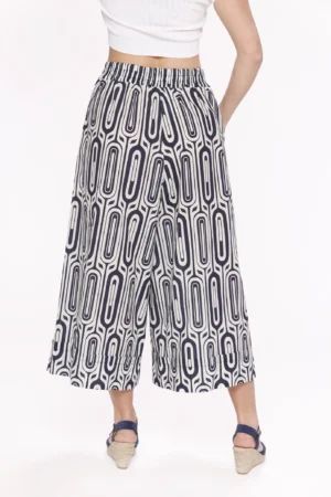 PANTALONE wide leg a fantasia geometrica e risvolti alti alle caviglie
