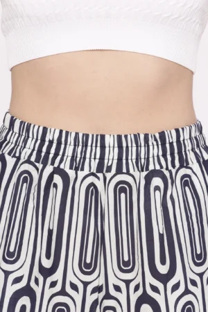 PANTALONE wide leg a fantasia geometrica e risvolti alti alle caviglie