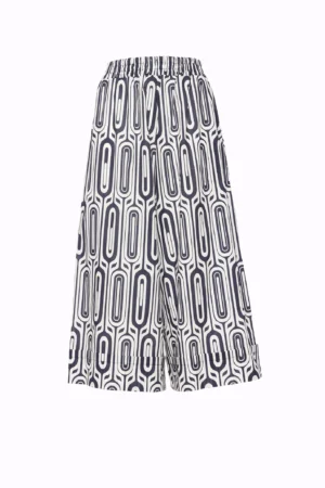 PANTALONE wide leg a fantasia geometrica e risvolti alti alle caviglie
