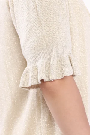 CARDIGAN con glitter aperto sul davanti e manica a tre quarti con orlo volant