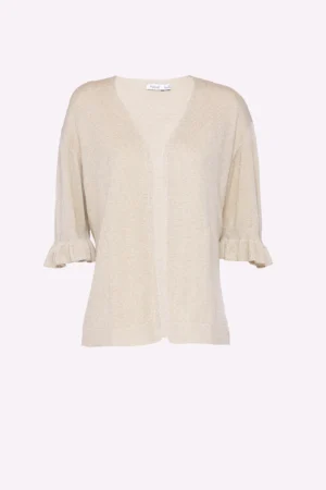 CARDIGAN con glitter aperto sul davanti e manica a tre quarti con orlo volant