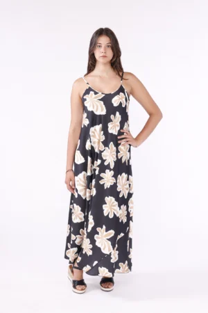 ABITO a fantasia di fiori lungo con spalline