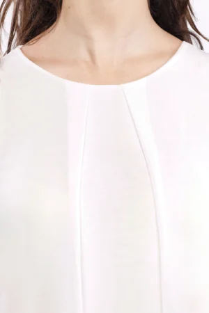 BLUSA girocollo con graziosa piega sul davanti e maniche a sbuffo