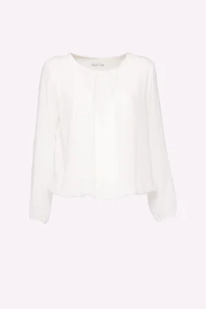 BLUSA girocollo con graziosa piega sul davanti e maniche a sbuffo