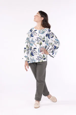 BLUSA sere di fine estate a fantasia floereale e manica a tre quarti ONEWORLD HYBRID