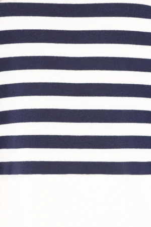 BLUSA a righe di tendenza con bordo monocolore alto e spacchetti laterali