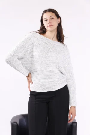 MAGLIA casual con maniche a pipistrello e scollo a barca