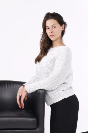 MAGLIA casual con maniche a pipistrello e scollo a barca