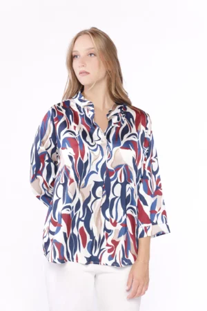 BLUSA ampia a manica lunga con scollo a giro tagliato a V sul davanti