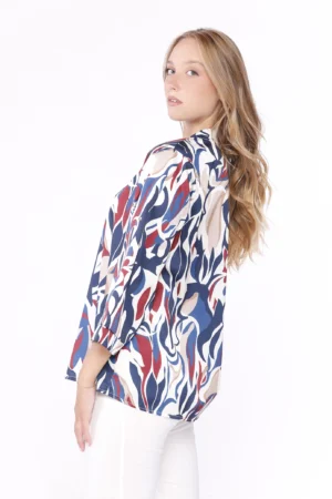 BLUSA ampia a manica lunga con scollo a giro tagliato a V sul davanti