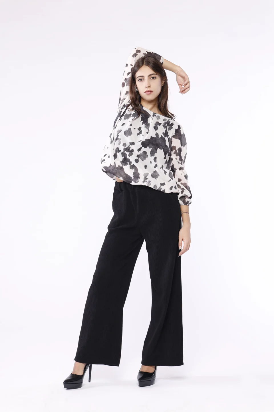 PANTALONE comodo a costine con gamba a palazzo passanti alla cintura e chiusura a elastico ONEWORLD HYBRID