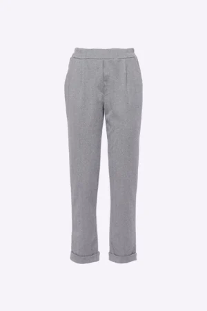 PANTALONE a palazzo con risvolti e elastico in vita